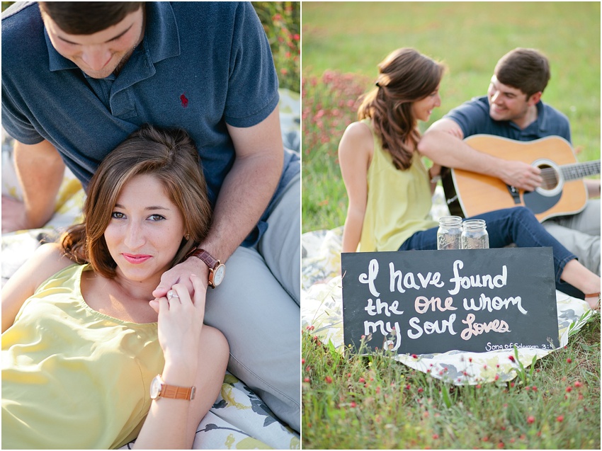 alabama spring engagement session photo in a field of red clover